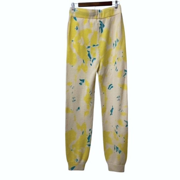 NWT Zadig & Voltaire Tie Dye Steevy Cashmere Pants Joggers Yellow Blue Medium - Picture 3 of 16
